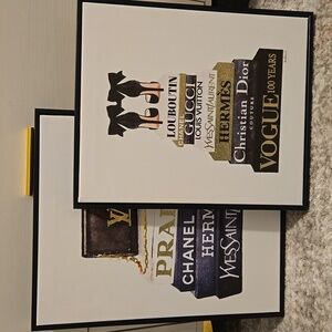 NWOT designer book with shoes design on canvas